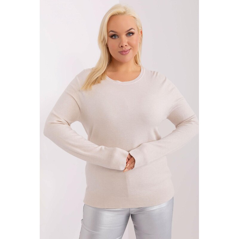 MladaModa Oversize svetr model 30061 světlý béžový