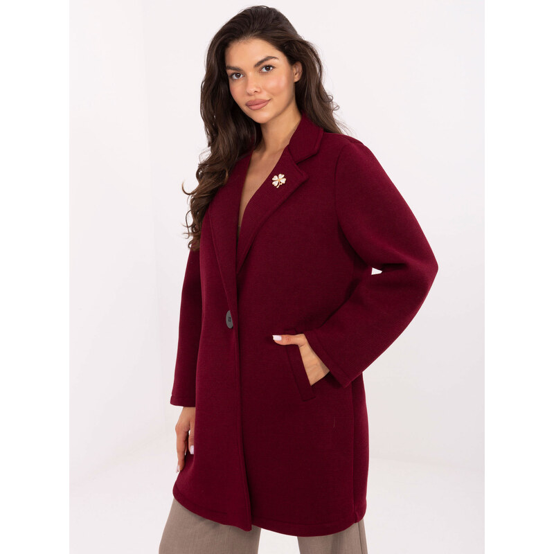 RUE PARIS Coat-IT-PL-FL8153.60-burgundy