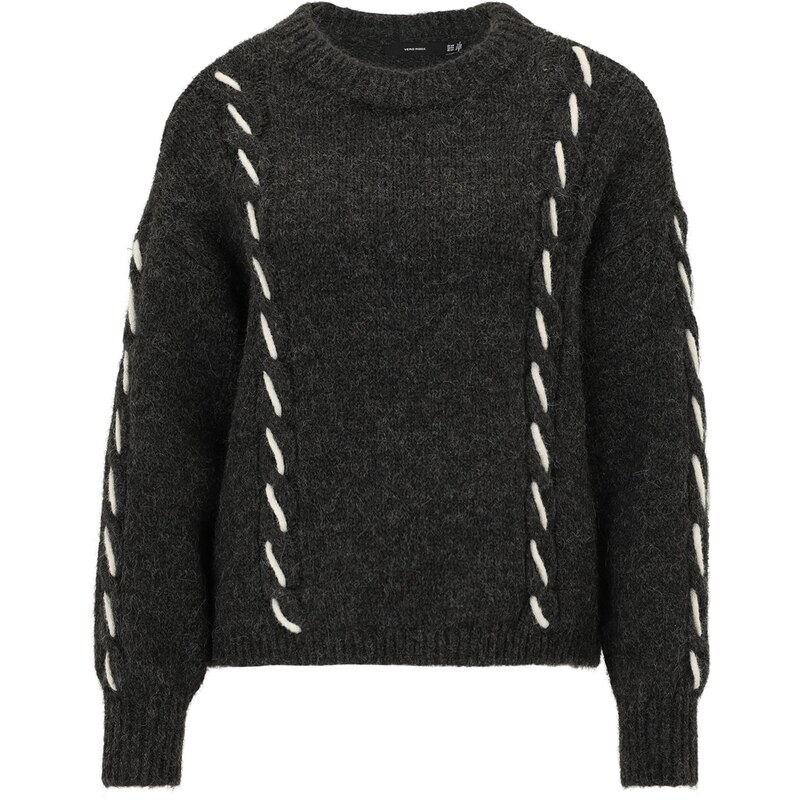 Vero Moda Petite Svetr 'VMILINA' tmavě šedá / bílá