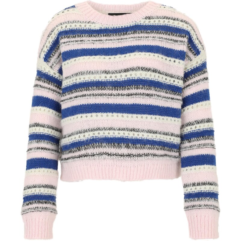 Vero Moda Petite Svetr 'VMLENORA' tmavě modrá / růžová / černá / bílá