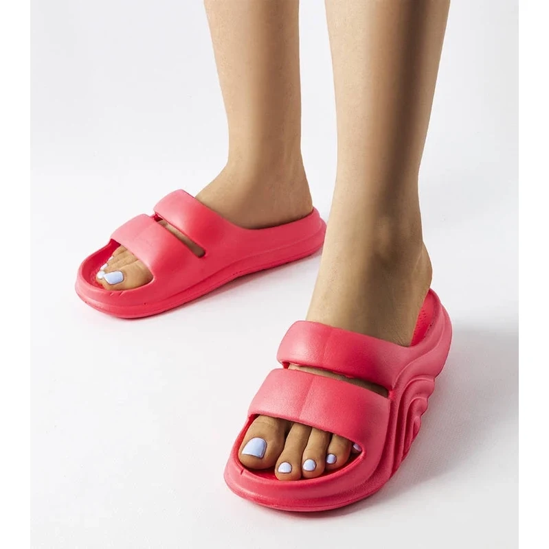 marka niezdefiniowana Dark pink rubber flip-flops Geneve