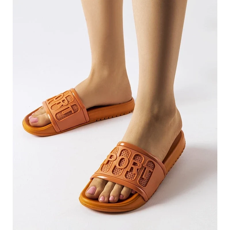 marka niezdefiniowana Orange rubber flip-flops Moiariello 108669335