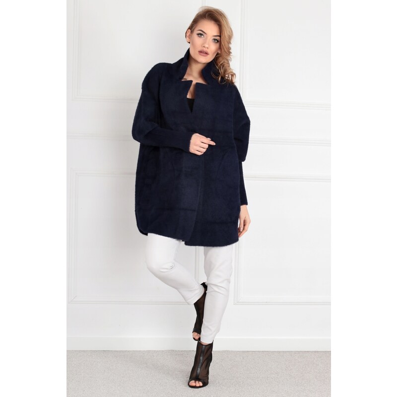 Fashionweek Dámský kabát z alpaky měkký vlněný kabát BR01