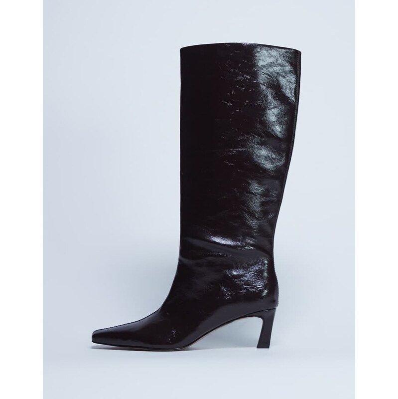 Topshop Tanya point toe knee high boot in dark chocolate-Brown 111317803