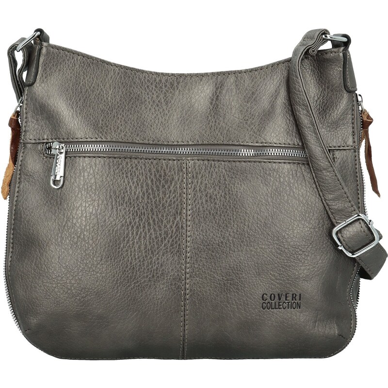 Módní dámská koženková crossbody kabelka Coveri Kisha, stříbrná 110582741