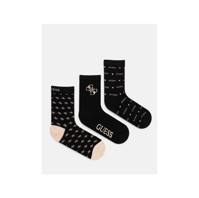 Guess 3 pack fantasy lurex socks BLACK