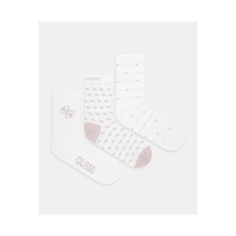 Guess 3 pack fantasy lurex socks WHITE