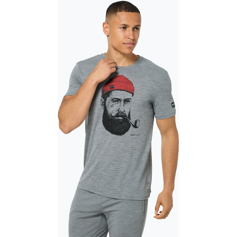 Pánské tričko super.natural Sailor Tee cashmere grey melange/jet