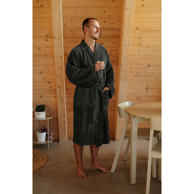 Doma v županu Pánský bambusový župan Kimono, Antracit 3XL