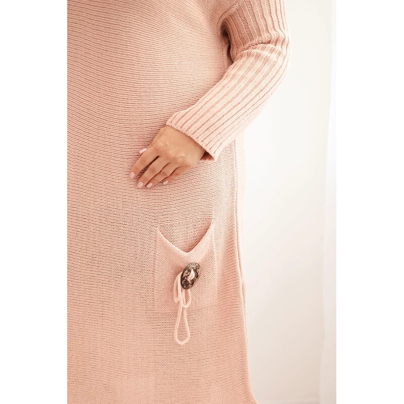 Dámská Plus Size s oversize s kapsou pudrově růžová model