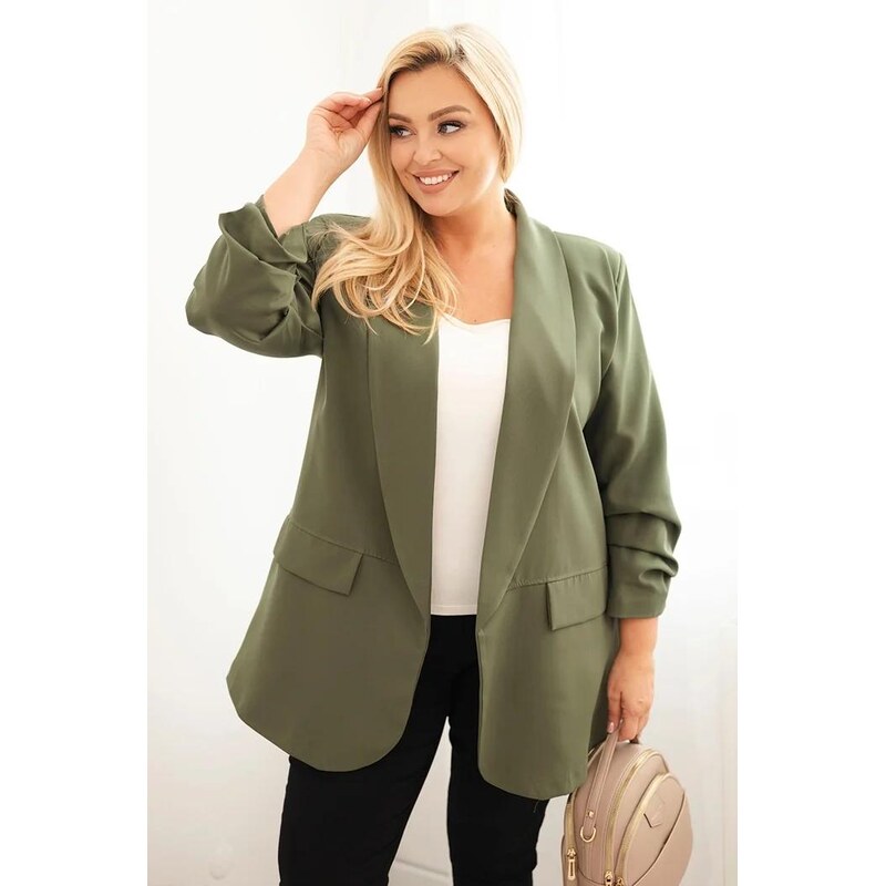 MladaModa Elegantní oversize sako model 1085 barva khaki