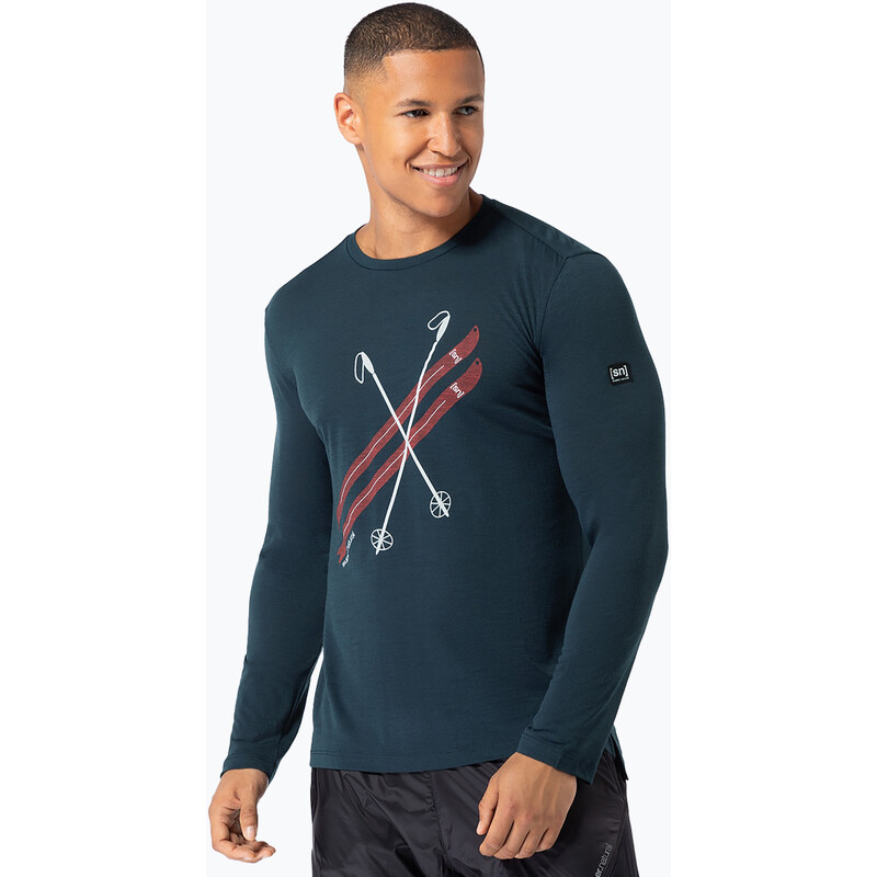Pánské tričko Longsleeve super.natural Kryssede Ski blueberry