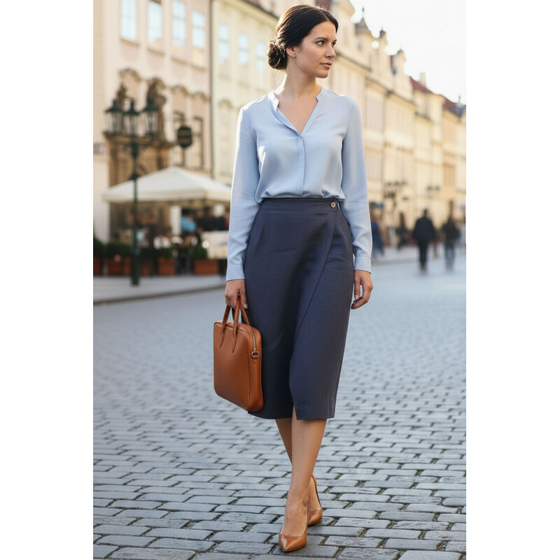 Lotika Lněná zavinovací česká sukně midi Premium quality 62943026