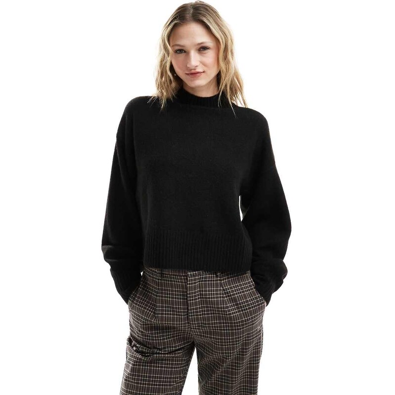 Monki knitted turtleneck jumper in black