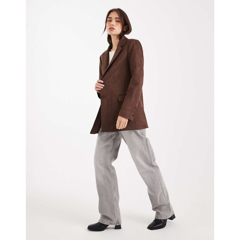 Miss Selfridge suedette blazer in chocolate-Brown 108795504