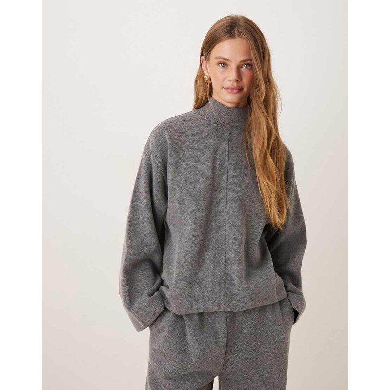 ASOS DESIGN Supersoft seam front longline roll neck top co-ord in 108735898