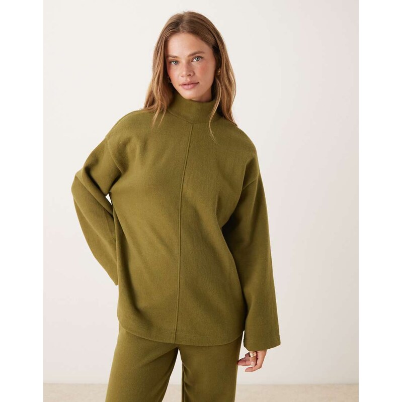 ASOS DESIGN Supersoft seam front longline roll neck top co-ord in 108735899