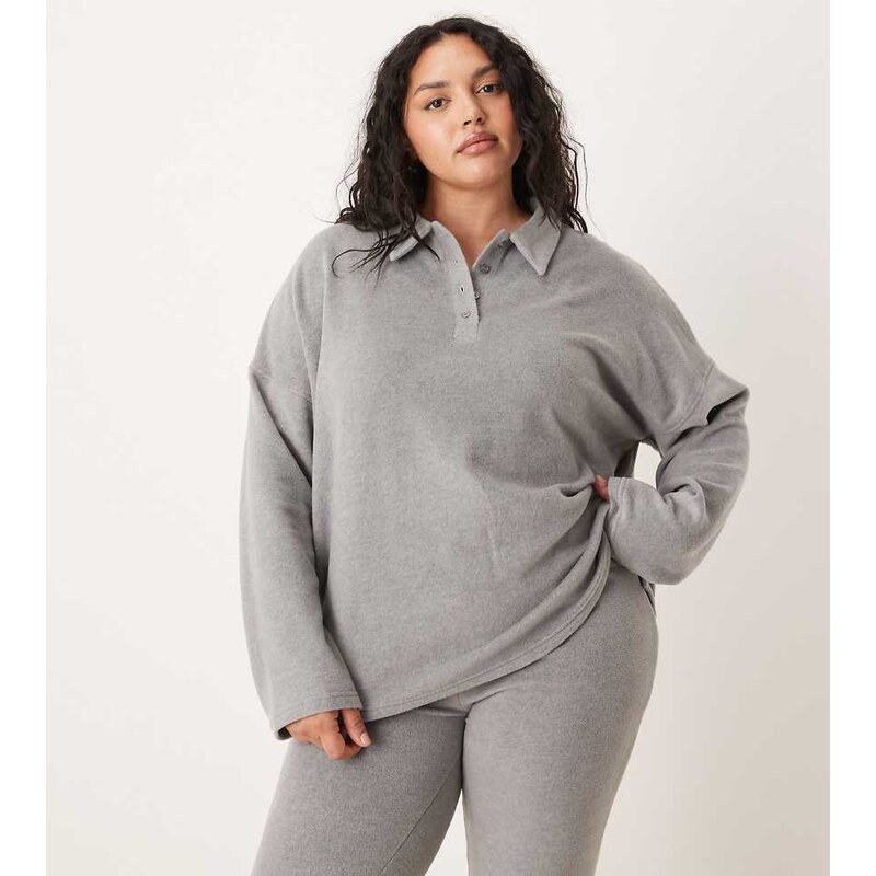 ASOS Curve ASOS DESIGN Curve mix & match lightweight fleece collared 108735912