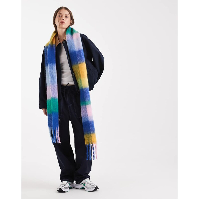 ONLY soft scarf in blue checks 108735990