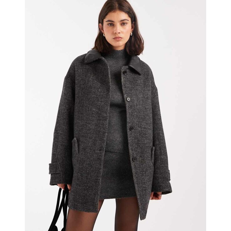 ASOS DESIGN wool blend textured jacket with collar in
