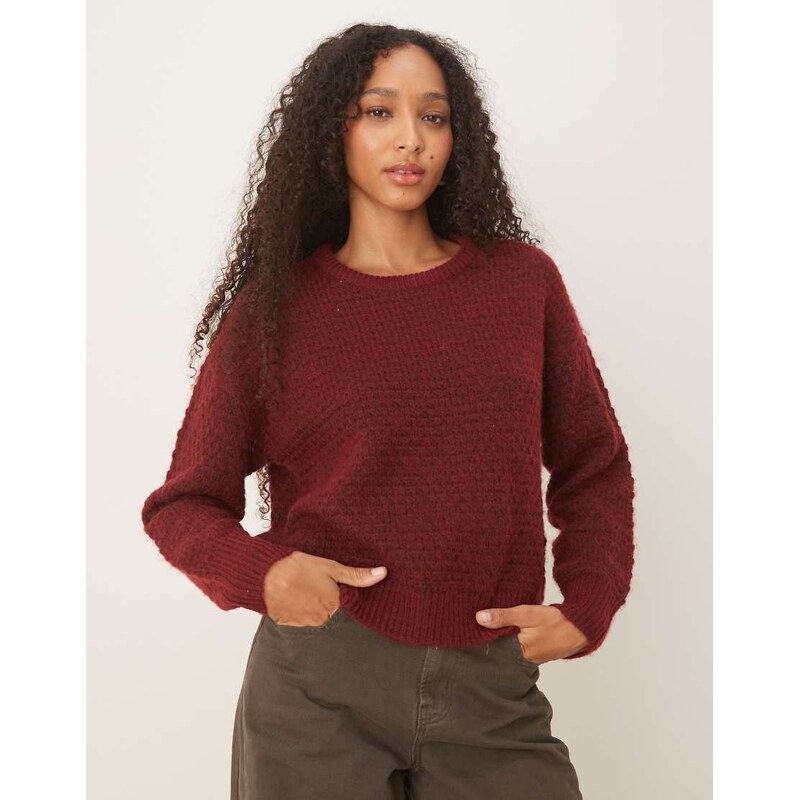 JJXX knitted jumper in burgundy-Red