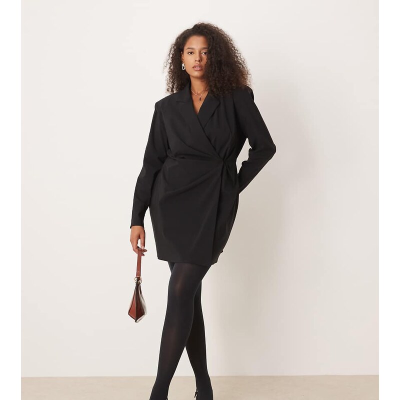 ASOS Curve ASOS DESIGN Curve cinched blazer mini dress in black 108736148