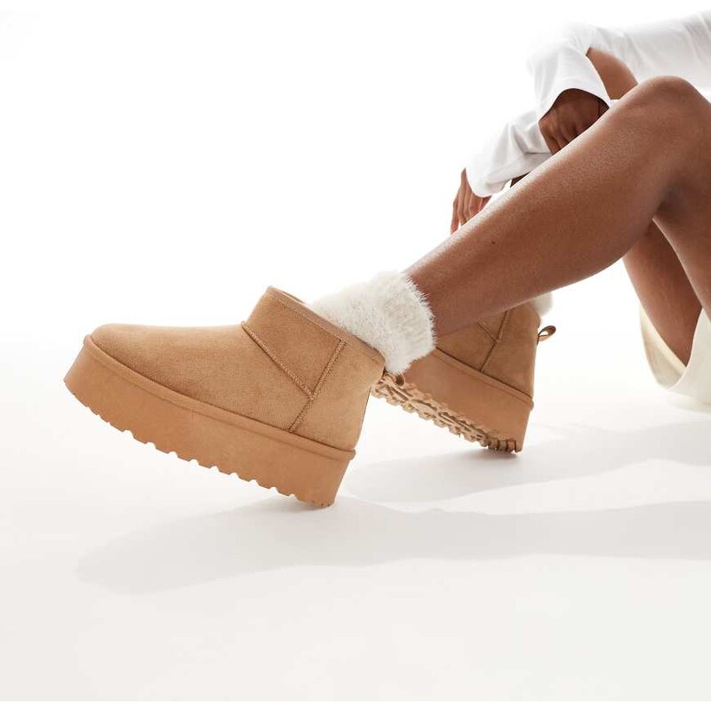 SEQWL mini flatform boots in cream-Neutral