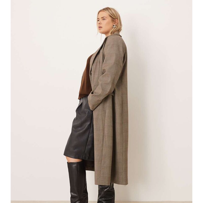 ASOS DESIGN Curve tailored longline blazer in check-Multi