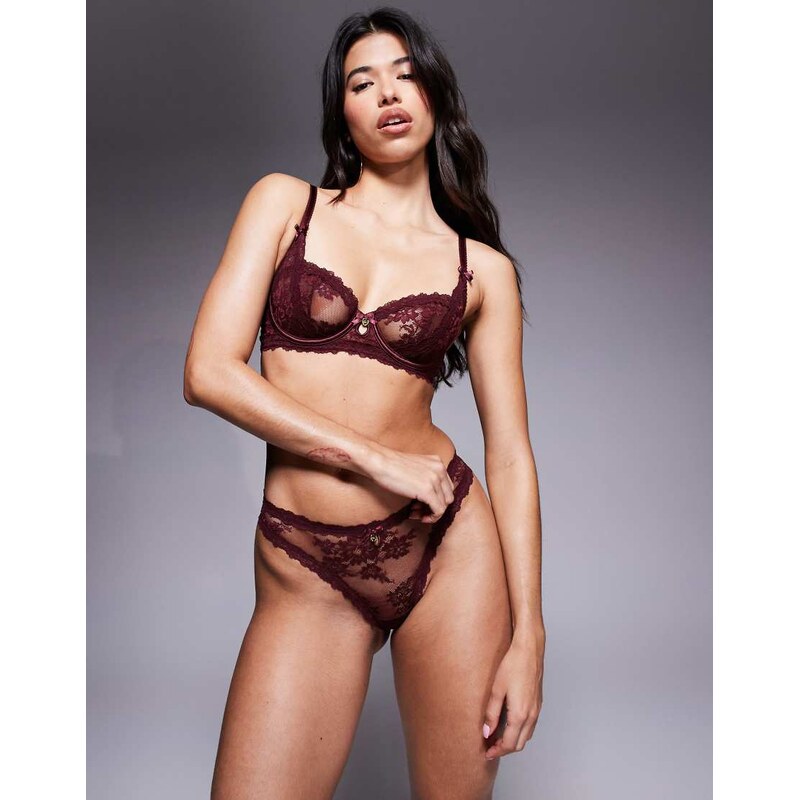 Boux Avenue Carissa co-ord balconette bra in burgundy-Red 108736196