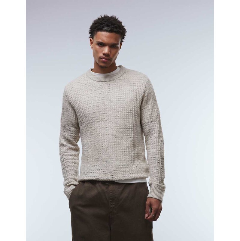 JJ Rebel textured jumper in beige-Neutral
