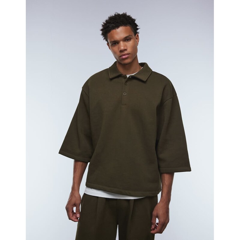 ASOS DESIGN relaxed polo in khaki-Green