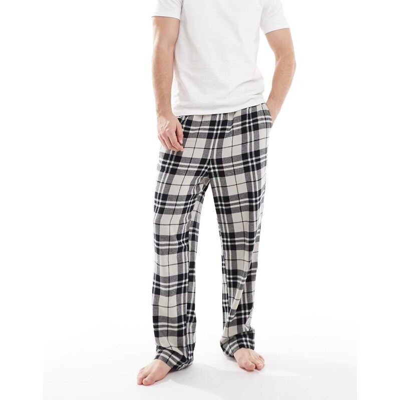 Jack & Jones checked lounge pants in black and white