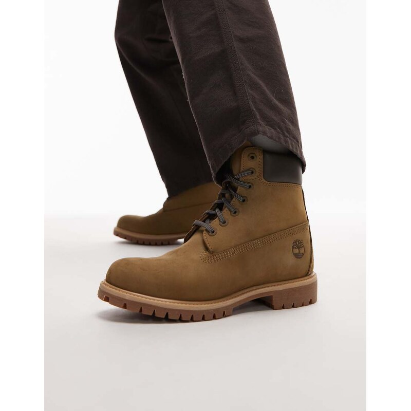 Timberland premium 6 inch boots in olive nubuck-Green