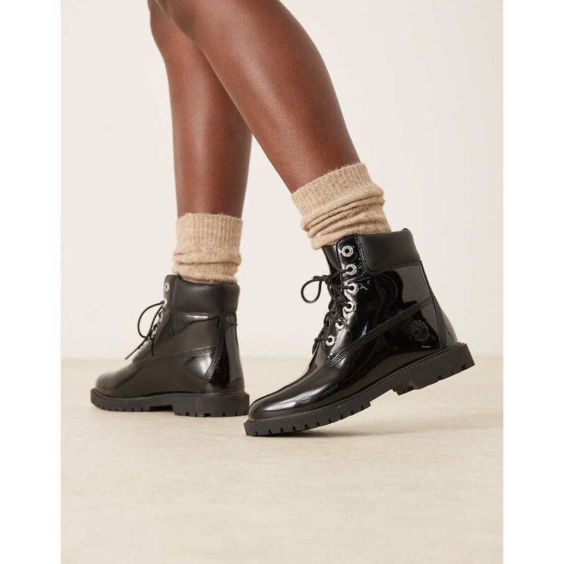 Timberland premium 6 inch boots in black patent leather 108736486