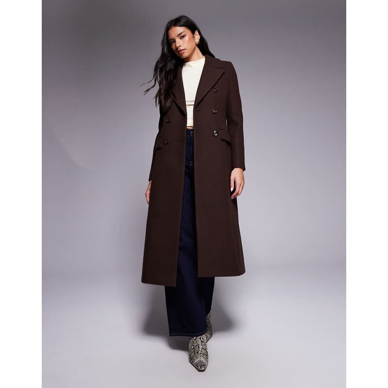 Forever New longline smart coat in chocolate brown 111138568