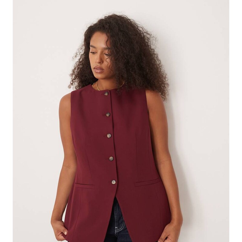 ASOS DESIGN Curve tailored high neck moulded hip waistcoat in