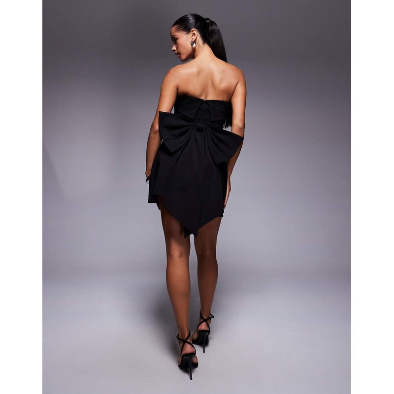 TFNC bandeau bow back mini dress in black