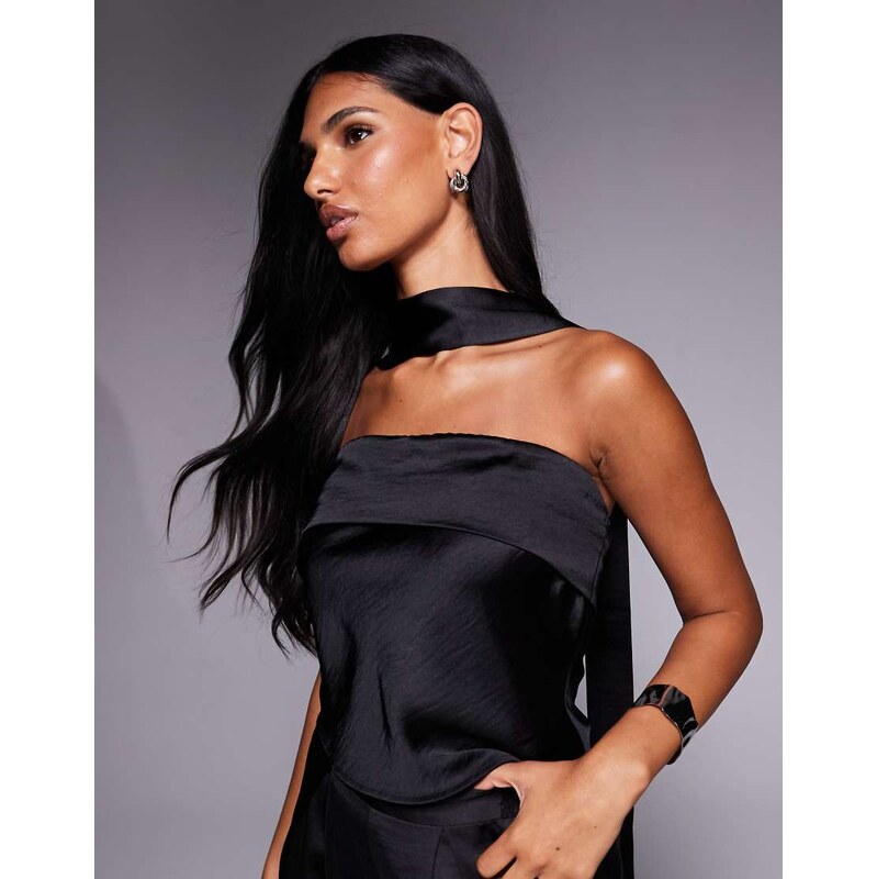 TFNC bandeau top with neck scarf detail in black 113263005