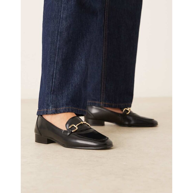 Mango leather snaffle classic loafer in black 108736650