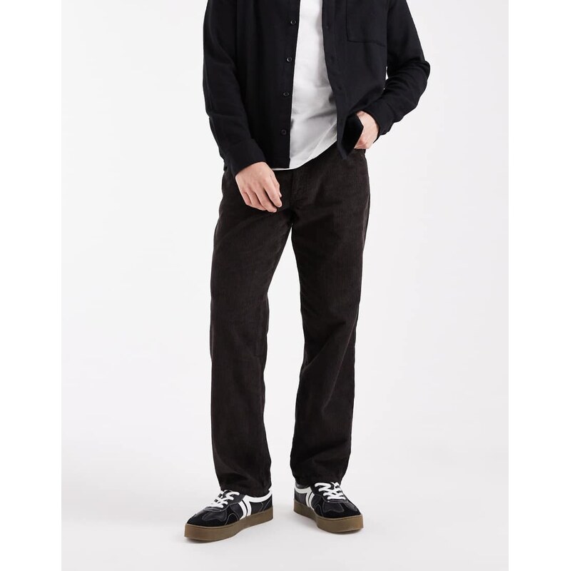 ASOS DESIGN straight cargo trousers in brown corduroy