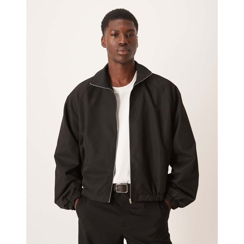 ASOS DESIGN smart funnel neck jacket in black
