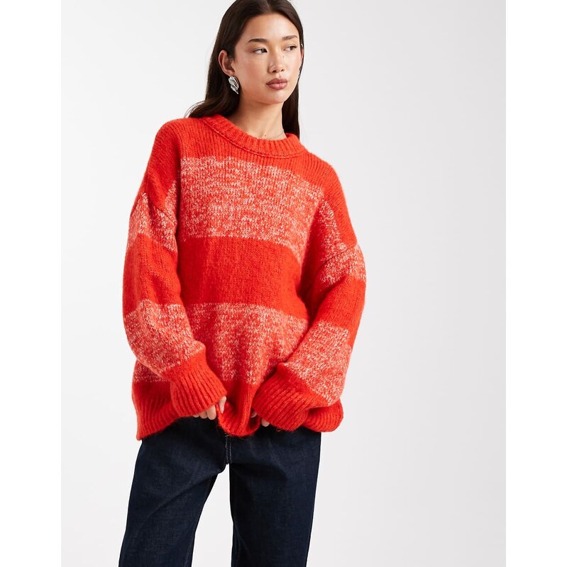 ASOS DESIGN multiply stripe jumper in red