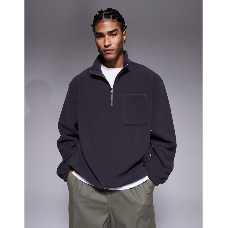 ASOS DESIGN relaxed fleece sweatshirt in charcoal-Grey