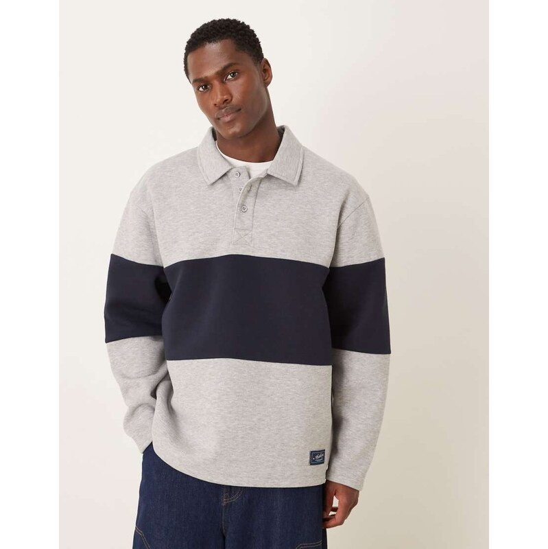ASOS DESIGN relaxed polo sweatshirt with colour blocking and