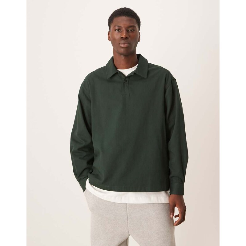 ASOS DESIGN oversized overhead shirt in green twill