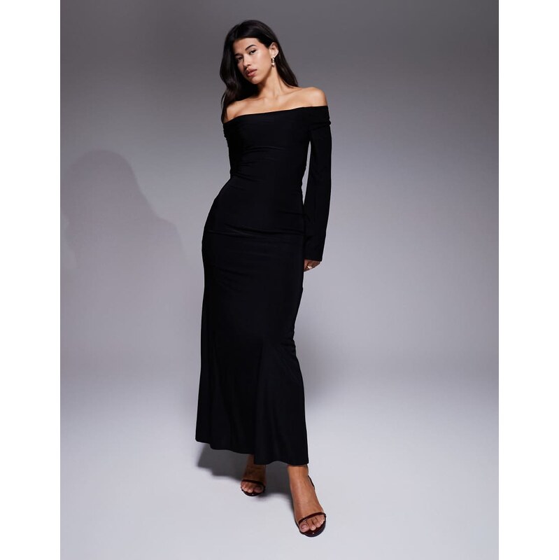 ASOS DESIGN long sleeve twist shoulder with lace up back maxi