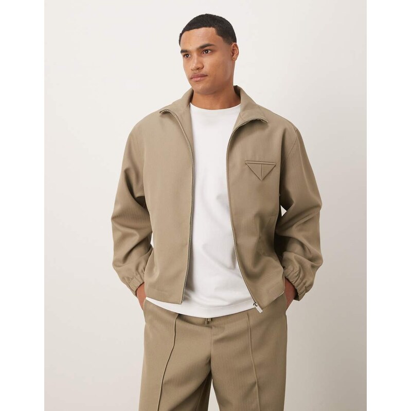 ASOS DESIGN smart co-ord relaxed track jacket in olive