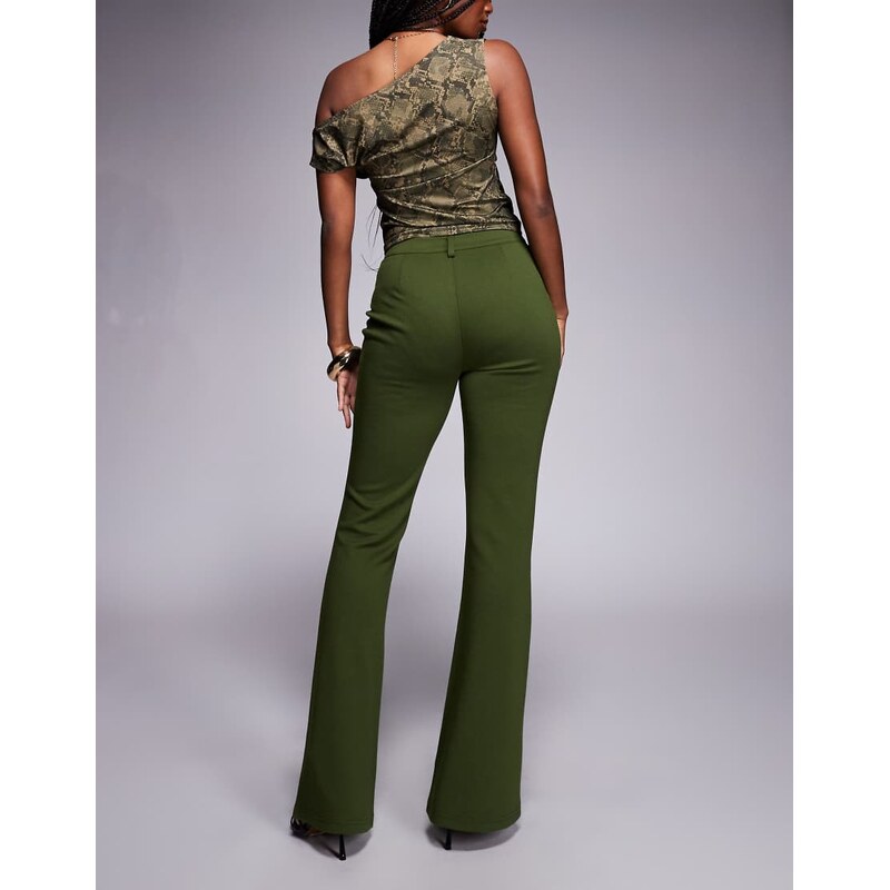 ASOS DESIGN jersey twill slim flare trouser in green