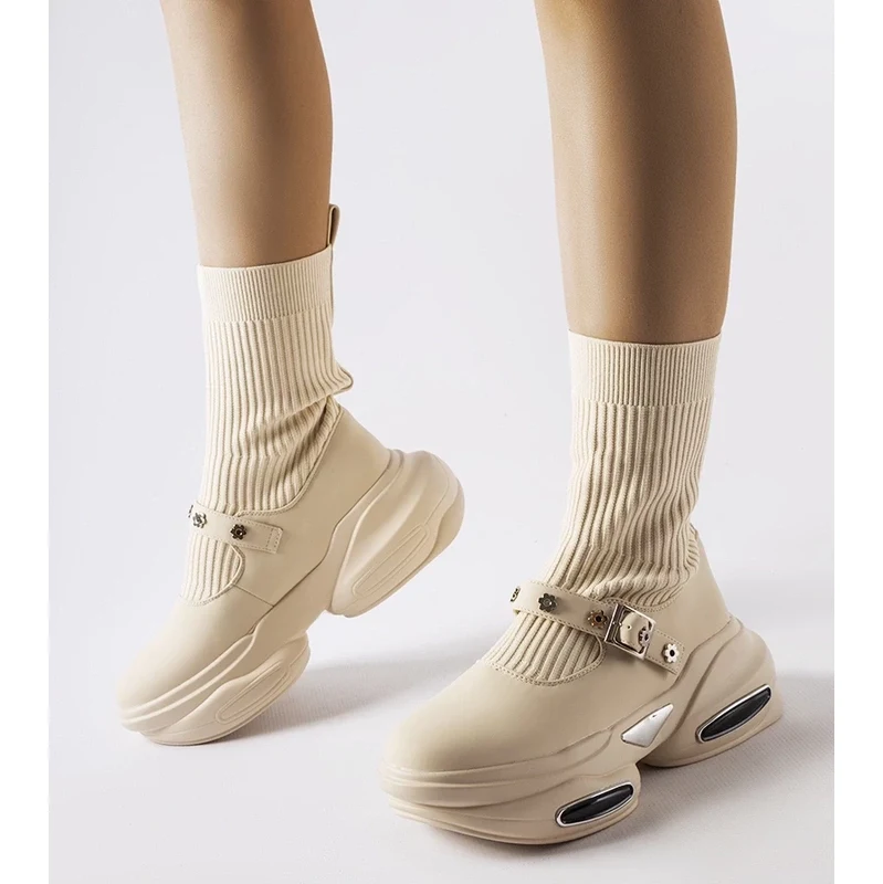 Gemre Ivana cream sock boots 108743616