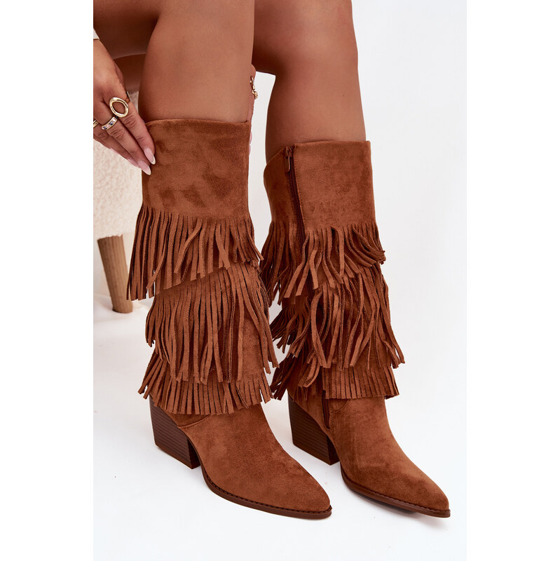 Boto Zateplené Kobyly Dívčí Kobyly S Fringingem Camel Brivina